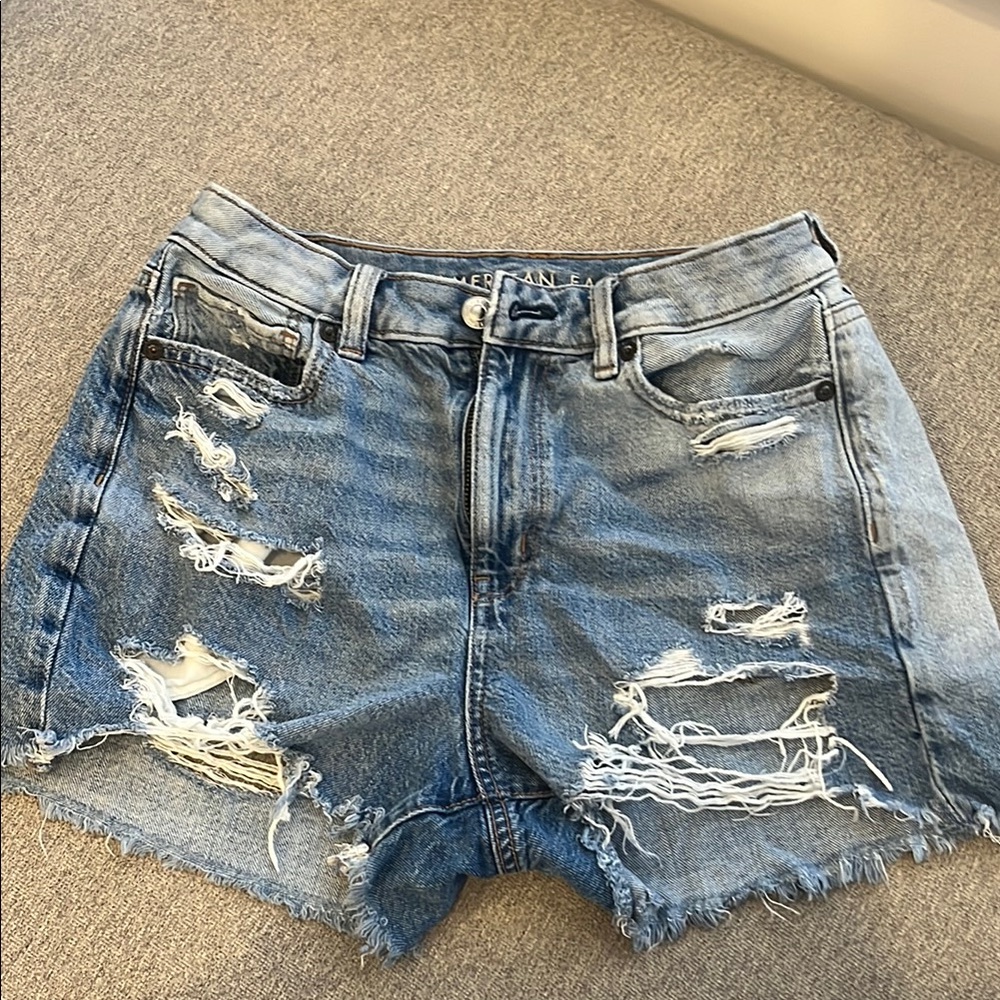American Eagle Outfitters Light Blue Distressed Jean Shorts